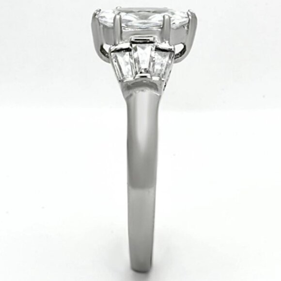STAINLESS STEEL Marquise & Baguette Cubic Zirconia Ring - Picture 14 of 14